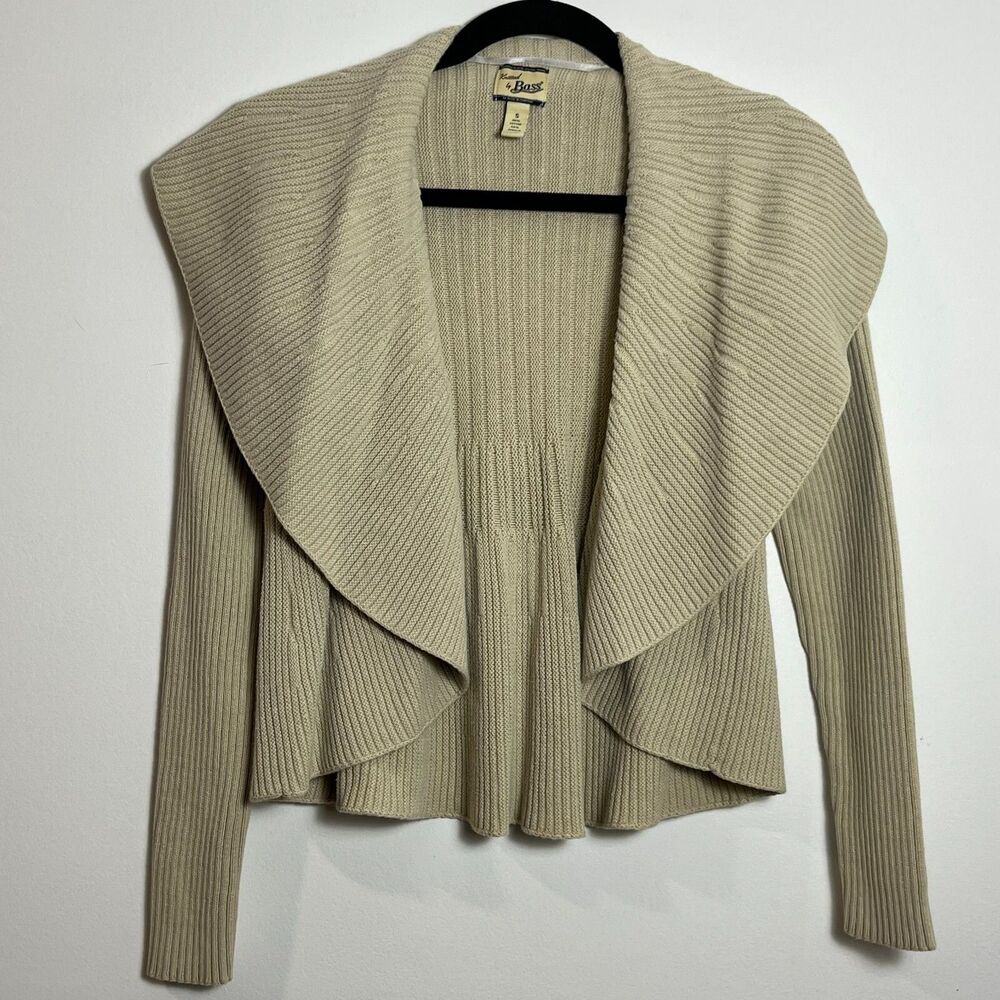 Knitted By Bass Tan‎ Shawl Collar Sweater Women's Small Flared Wrap Cotton Blend